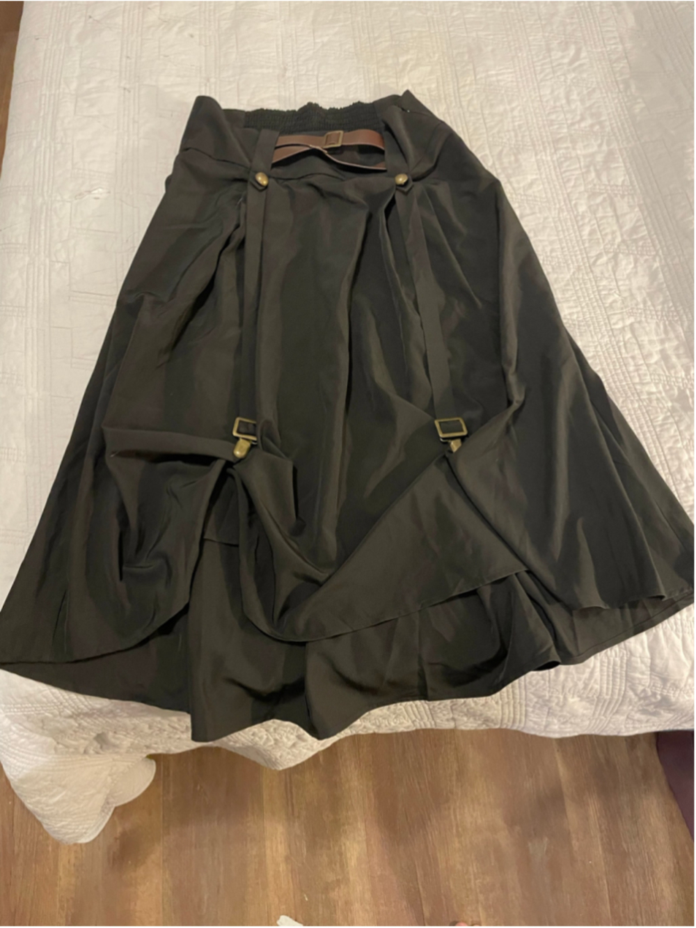 Scarlet Darkness Midi Skirt with Brown Belt Detail, Size M whimsigoth ren faire